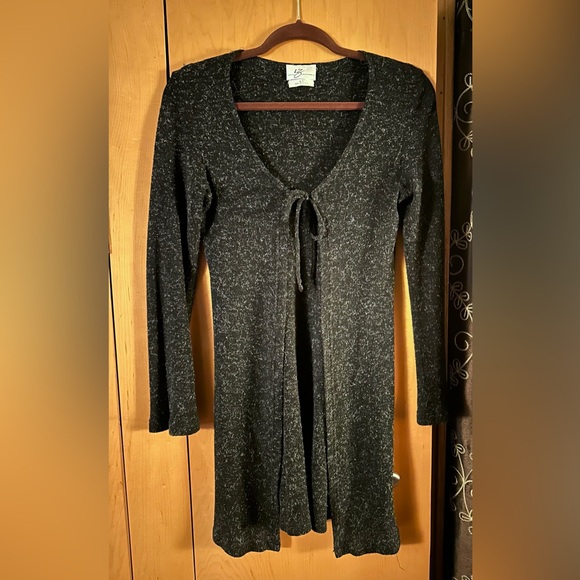 Byer California Sweaters - Byer California Charcoal Open Front Duster with Tie Closure